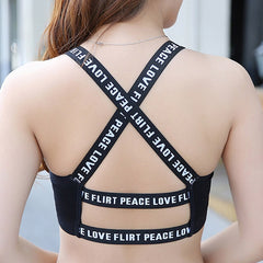 Push Up Sports Top Gym Women Yoga Top For Fitness Cross Strap Womens Gsleeveless Gym Running Top Padded Tank Athletic Vest