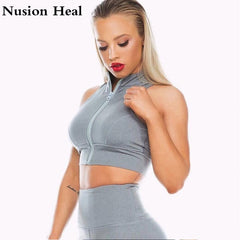2019 Women Gym White Yoga Crop Tops Yoga Shirts Sleeveless T Shirt Solid Gym Running Tops Slim Workout Fitness Yoga Shirt Tops
