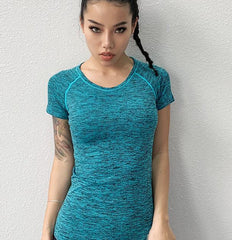New Womens yoga shirt Quick Dry Sports Shirt Fitness Running T-shirt Women Gym Shirt  Jerseys Yoga top