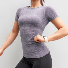 Lucylizz Fitness Women Seamless Sport Shirt Sports Wear For Women Gym Running Top Short Sleeve Yoga Workout Tops