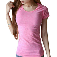 *Women Professional Yoga Shirts Top Fitness Running Gym Sports T Shirt  Quick Drying Short Tees Jogging Exercises Tops