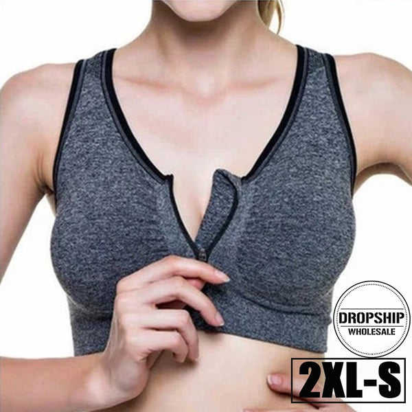 2019 HOT Sports Yoga BH Bra Front Zipper Top SEXY Women Fitness Push up Gym Running Shockproof Shirt Workout Fast Dry Vest 2XL-S
