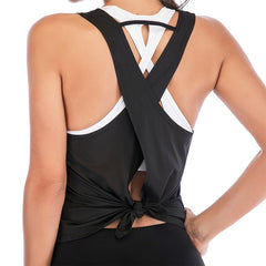 Plus Size Women Yoga Top Sports Shirt Sleeveless Back Cross Yoga Tank Tops Gym Sport Fitness Vest  Crop Top Women Yoga Shirt