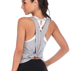 Plus Size Women Yoga Top Sports Shirt Sleeveless Back Cross Yoga Tank Tops Gym Sport Fitness Vest  Crop Top Women Yoga Shirt