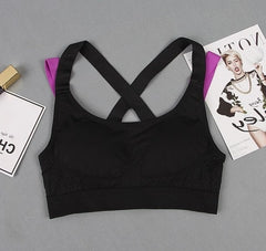 2019 Women Sports BH Bra Solid Fitness Yoga Top Push up Underwear for Gym Running Shockproof Elastic Shirt Workout Athletic Vest