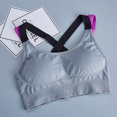 2019 Women Sports BH Bra Solid Fitness Yoga Top Push up Underwear for Gym Running Shockproof Elastic Shirt Workout Athletic Vest