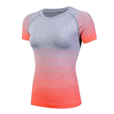 2019 New Women Yoga Tops Quick Dry Fitness Sports Short Sleeve T Shirt Gym Running Workout Tops Slim Yoga Shirt Fitness Clothing