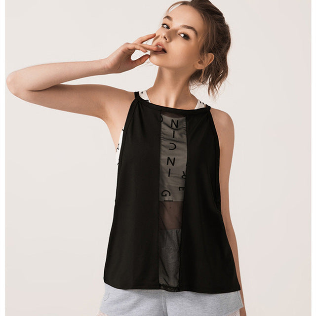 Women Sleeveless Fitness Vest Exercise Workout Sports T-Shirts Quick Dry Fitness Running Sport Vest Yoga top Gym Clothing TShirt