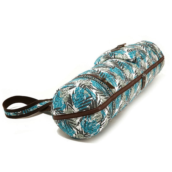 Casual Exercise Fitness Carrier Waterproof Practical Portable Case Yoga Mat Bag Shoulder Gym Leaves Print Adjustable Strap
