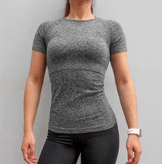 Lucylizz Fitness Women Seamless Sport Shirt Sports Wear For Women Gym Running Top Short Sleeve Yoga Workout Tops