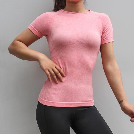 Lucylizz Fitness Women Seamless Sport Shirt Sports Wear For Women Gym Running Top Short Sleeve Yoga Workout Tops