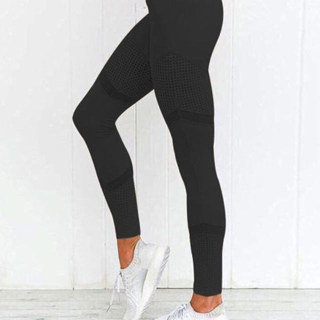 2019 New Style  Women's Mesh Running Yoga Fitness Patchwork Leggings Gym Exercise Fashion  Sports Pants Trousers