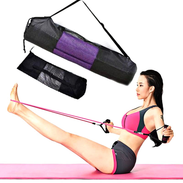 Black Portable Yoga Mat Bag Nylon Pilates Carrier Mesh Adjustable Strap Sport Tool Style