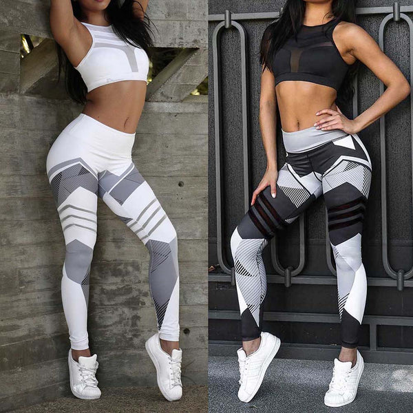 New Arrivals Women High Waist Tight Printed Elastic Trousers Gym Fitness Yoga Long Pants Outdoor Sportswear Running Accessories