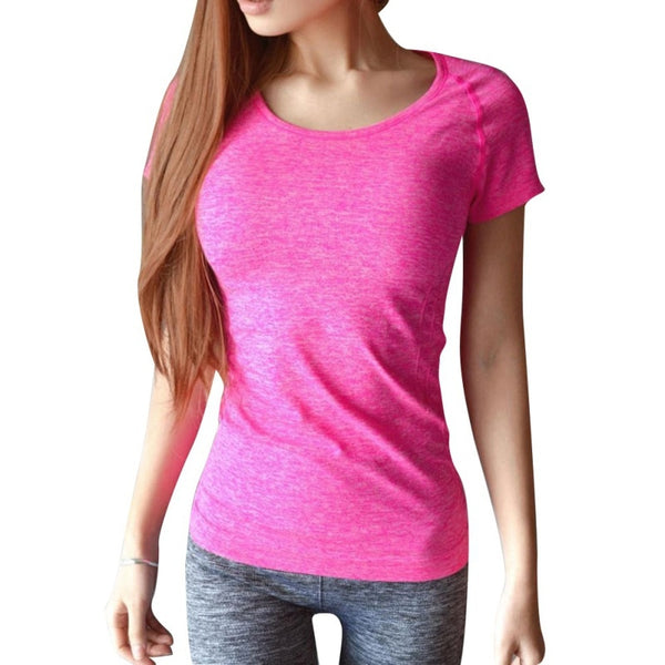 *Women Professional Yoga Shirts Top Fitness Running Gym Sports T Shirt  Quick Drying Short Tees Jogging Exercises Tops