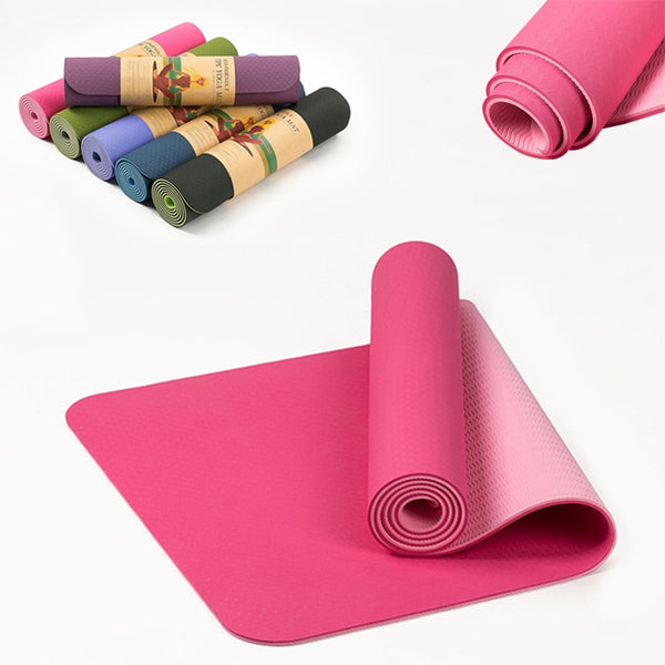 6MM TPE Non-slip Elastic Yoga Mat For Beginner Environmental Fitness Pilates Mat Lamination Multicolor Carpet Gym Exercise Mats