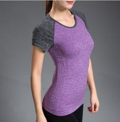 Quick Dry Stretch Slim Fit Yoga Tops Women Sport T Shirt Gym Jerseys Fitness Shirt Yoga Running T-shirts Female Sports Top Cloth