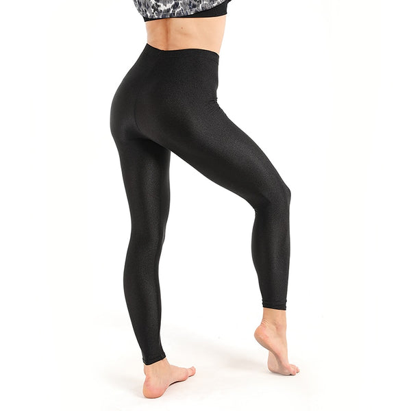 Women Yoga Workout Leggings Casual Shiny Glossy Legging Female Fiteness Leggins Plus Size M-XXXL Black Solid Fluorescent Legging
