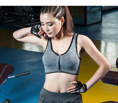 2019 HOT Sports Yoga BH Bra Front Zipper Top SEXY Women Fitness Push up Gym Running Shockproof Shirt Workout Fast Dry Vest 2XL-S