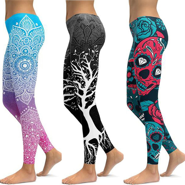 Print Yoga Pants Women's Unique Fitness Leggings Workout Sports Sexy Leggings Push Up Elastic Gym Wear Slim Pants